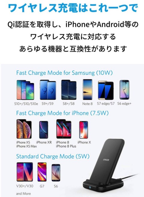 Anker PowerWave 10 Stand with 2 USB-A Ports 最先端のワイヤレス充電技術