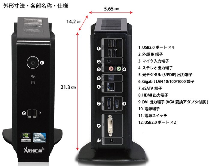 Xtreamer Ultra / Intel Atom D525 / NVIDIA ION II / 4GB DDR3搭載 ベアボーン