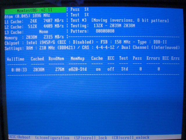 MemTest86で動作チェック(一晩回してノーエラーでした)