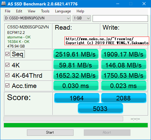 CFD PG2VN シリーズ M.2接続 SSD (512GB) CSSD-M2B05GPG2VNのベンチマーク レビュー