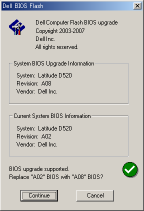 Dell Latitude D520 BIOS Update A02 to A08