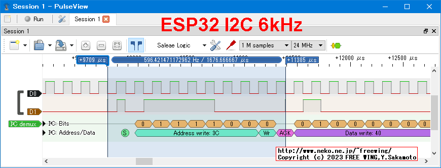 ESP32 I2C SCLK frequency 6kHz