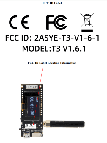 TTGO LoRa32 V2.1_1.6 LILYGO LoRa T3 V1.6.1 20210104 FCC ID 2ASYE-T3-V1-6-1