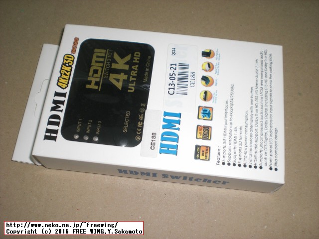 HDMI 1.4仕様 4K対応 3入力 1出力 HDMI切り換え機