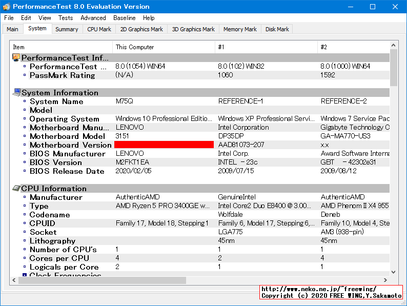 Lenovo ThinkCentre M75q-1 Tiny AMD Ryzen 5 PRO 3400GE PassMark 8.0