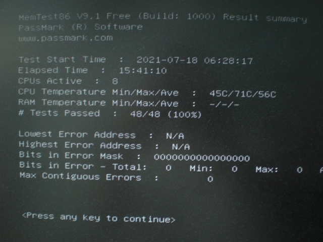 Lenovo ThinkCentre M75s Small Gen2 AMD Ryzen 7 PRO 4750G MemTest86