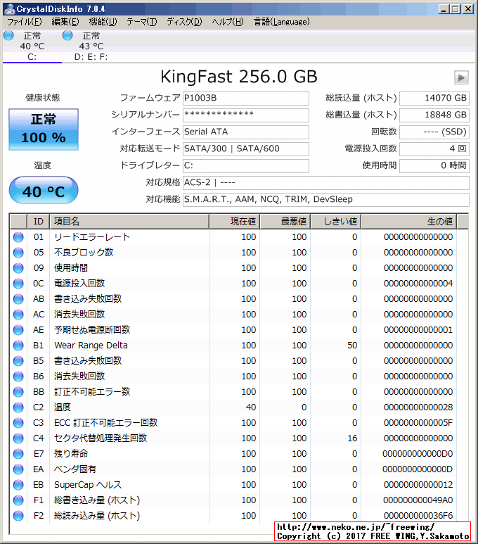 mSATA接続 SSD KingFast F9M 256GB 1310MCS08-256