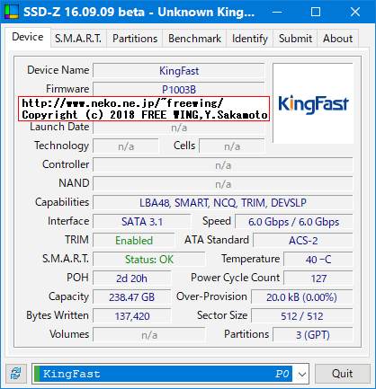 mSATA接続 SSD KingFast F9M 256GB 1310MCS08-256