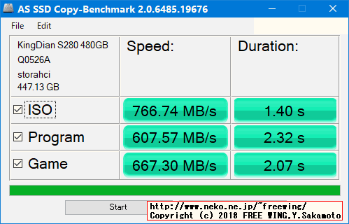 KingDian 480GB SSD S280-480GBの内部データ、ベンチマーク