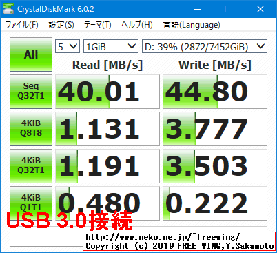 Seagate 外付けハードディスク 8TB 3.5インチ STEB8000100のベンチマーク CDM