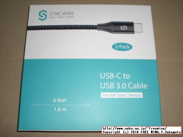 SW-TC158 Syncwire Type C ケーブル 1.8M 三重編組ナイロン製 3A急速充電 USB C ケーブル