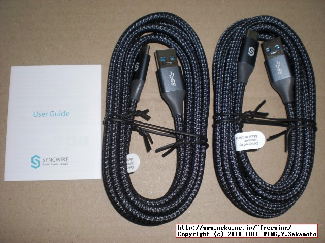 SW-TC158 Syncwire Type C ケーブル 1.8M 三重編組ナイロン製 3A急速充電 USB C ケーブル