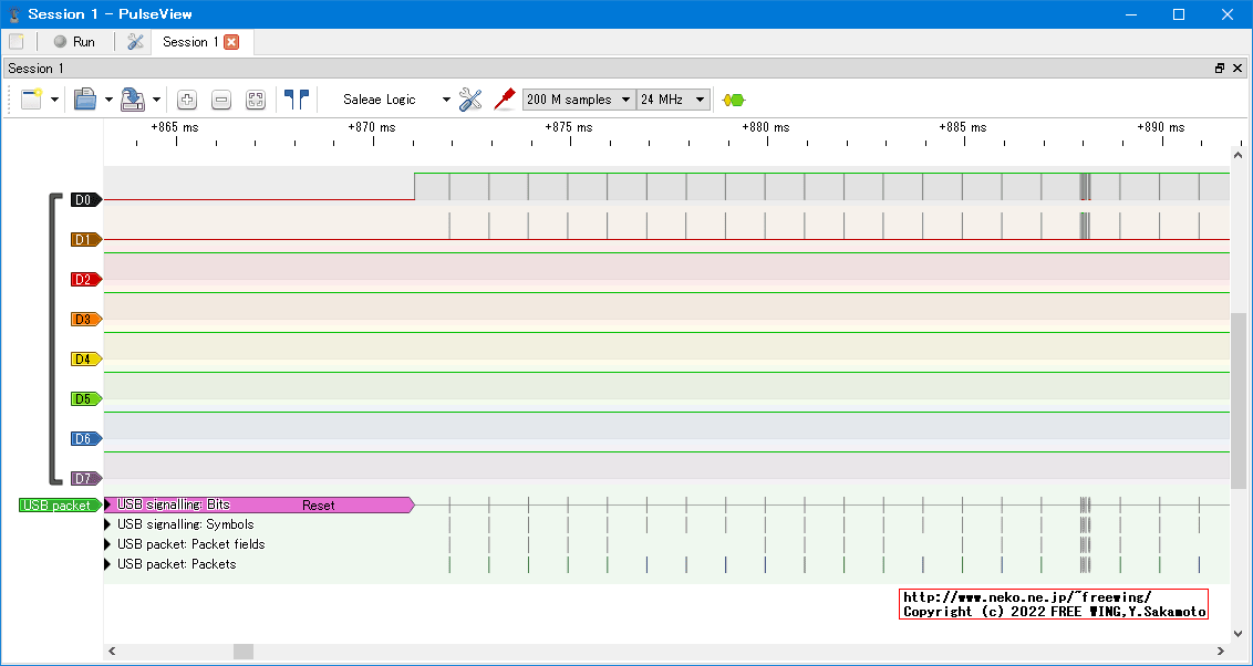 USBの通信波形、Full Speed、USB GAME Pad