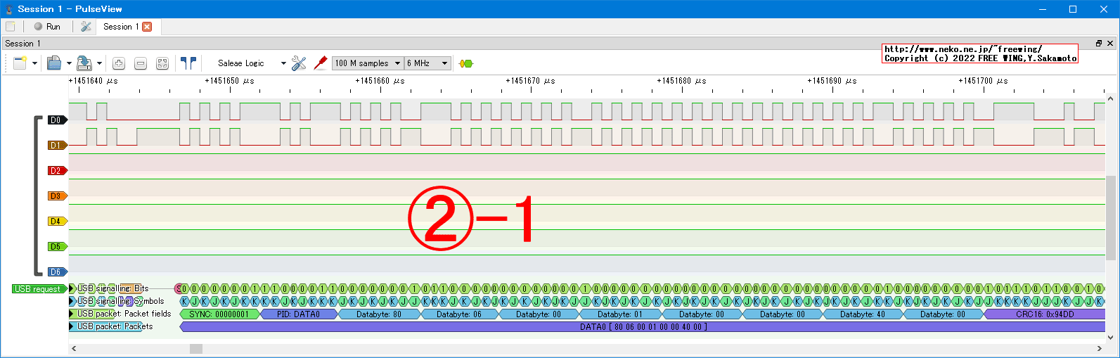 USBの通信波形、Low Speed、USB GAME Pad