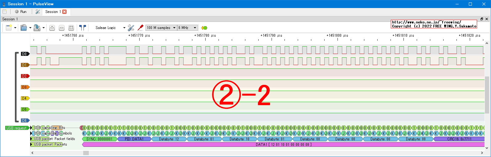 USBの通信波形、Low Speed、USB GAME Pad