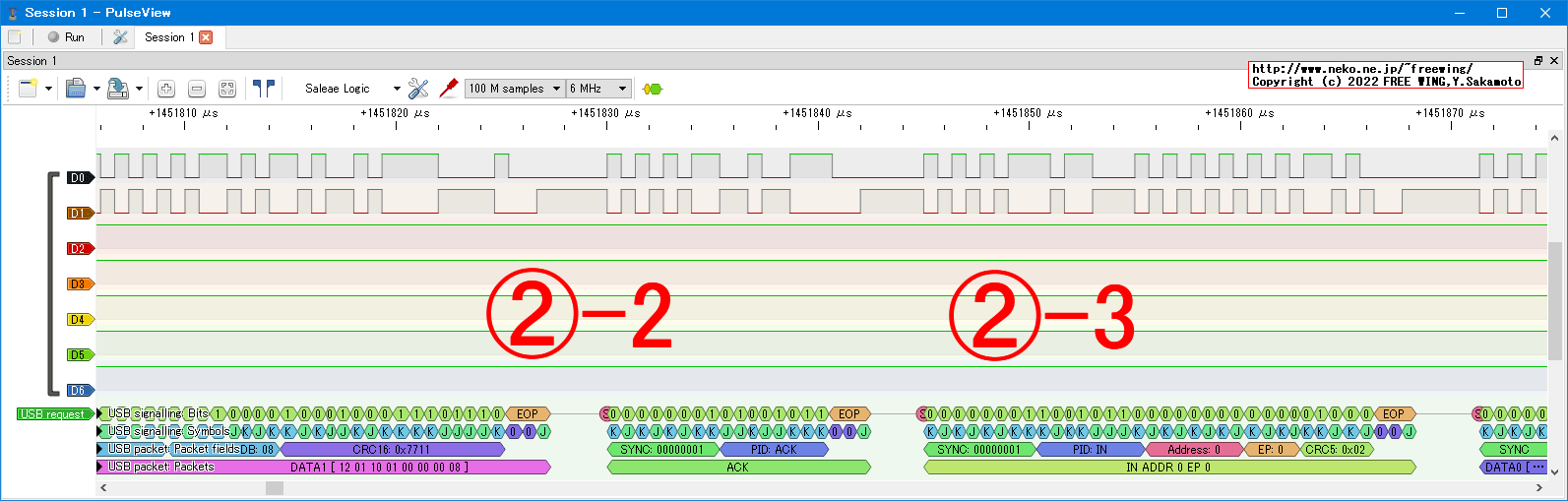 USBの通信波形、Low Speed、USB GAME Pad