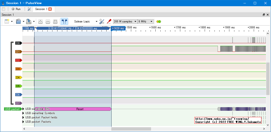 USBコネクタに USBデバイスを差した時のタイミング、Low Speed、USB GAME Pad