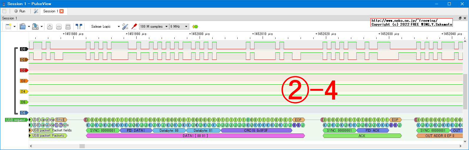 USBの通信波形、Low Speed、USB GAME Pad