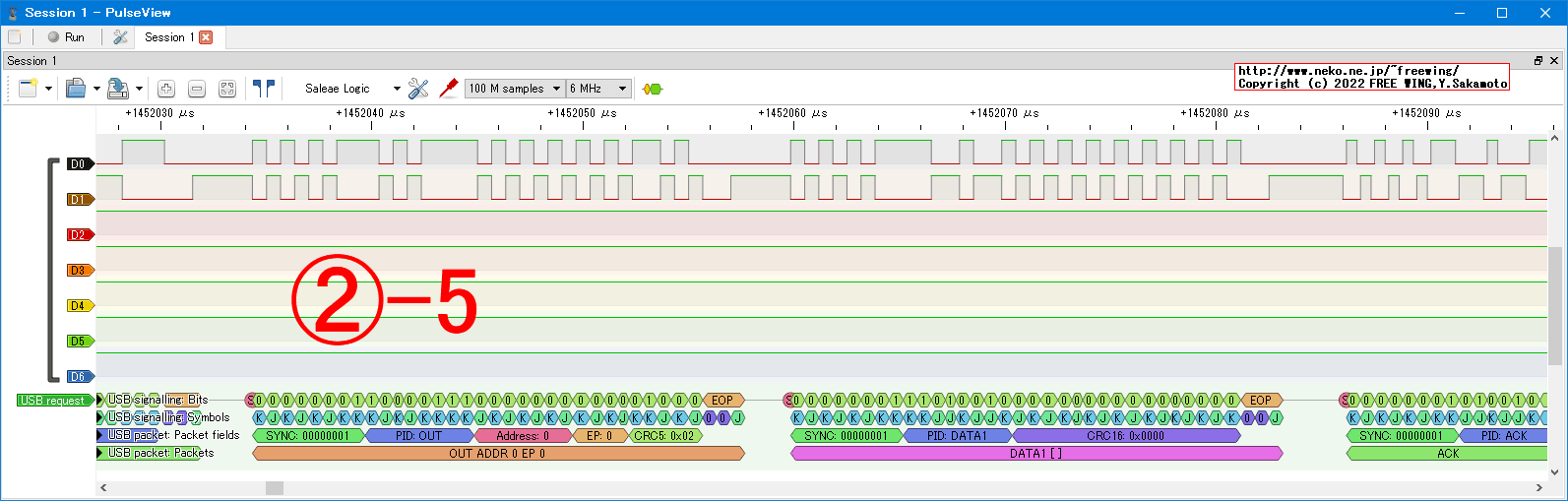 USBの通信波形、Low Speed、USB GAME Pad