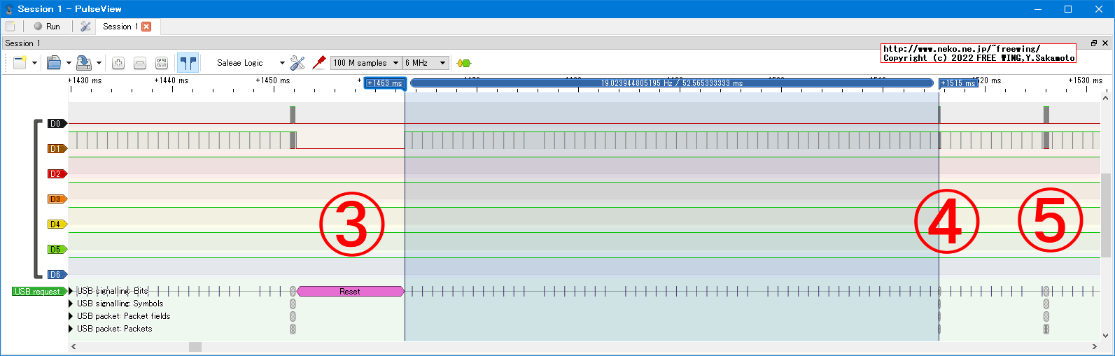 USBの通信波形、Low Speed、USB GAME Pad