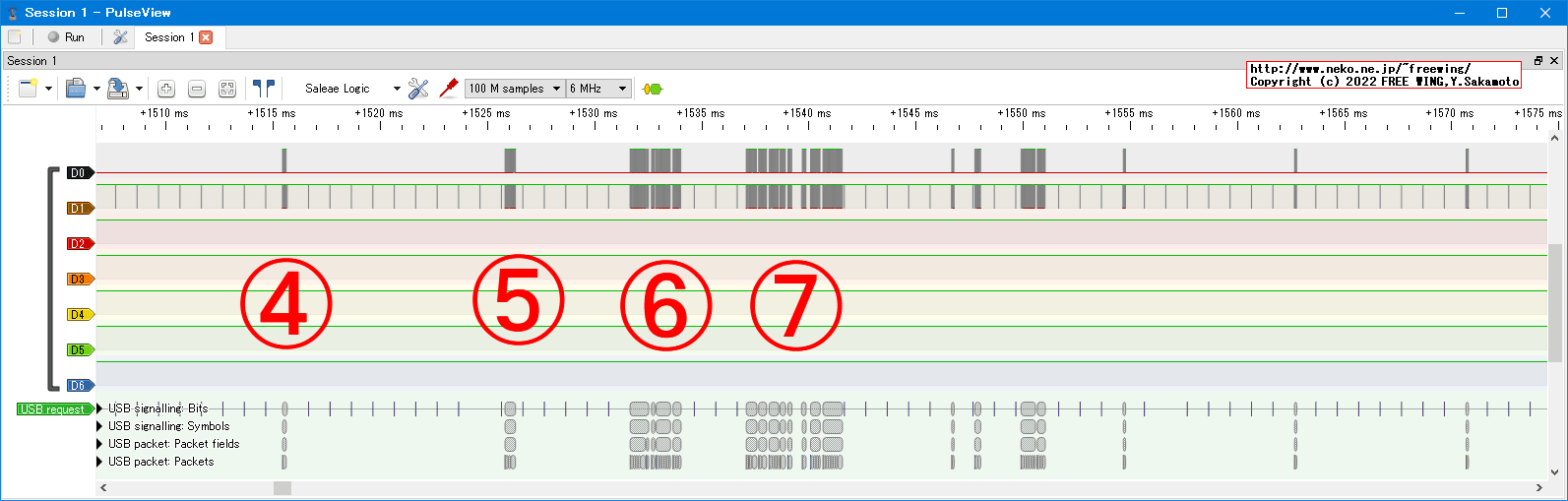 USBの通信波形、Low Speed、USB GAME Pad