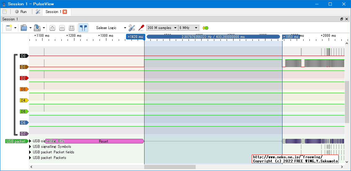 USBコネクタに USBデバイスを差した時のタイミング、Low Speed、USB GAME Pad