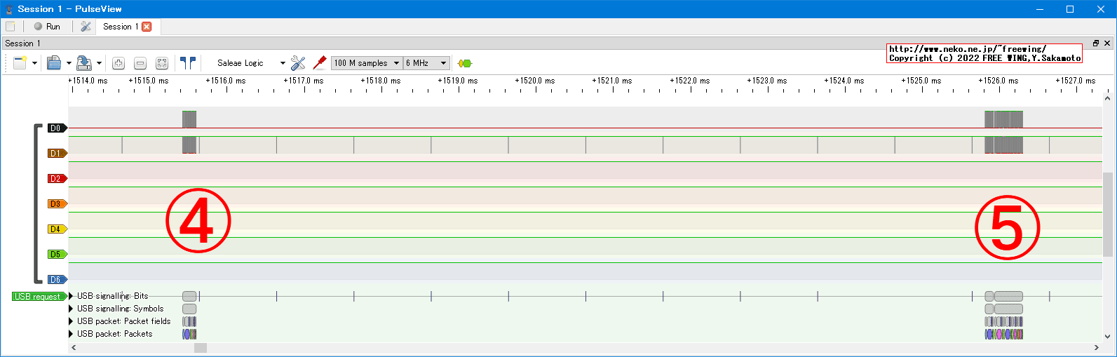 USBの通信波形、Low Speed、USB GAME Pad
