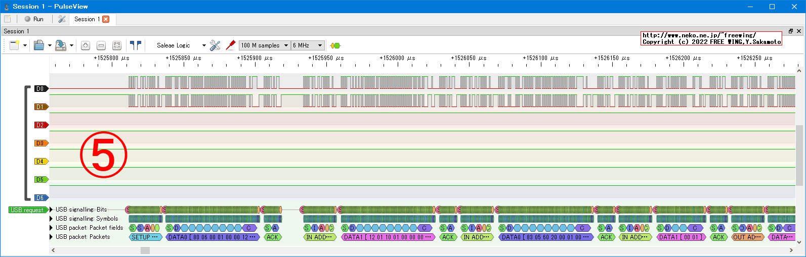 USBの通信波形、Low Speed、USB GAME Pad