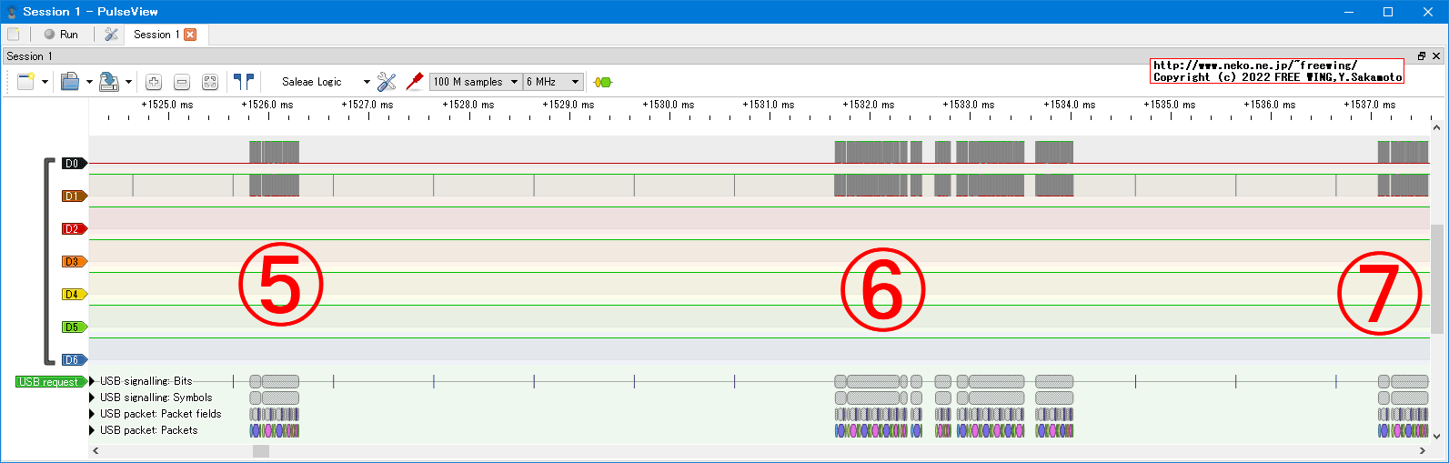 USBの通信波形、Low Speed、USB GAME Pad
