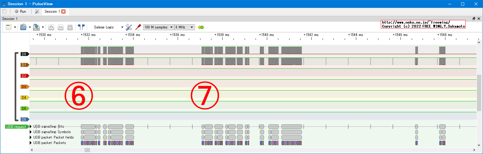 USBの通信波形、Low Speed、USB GAME Pad