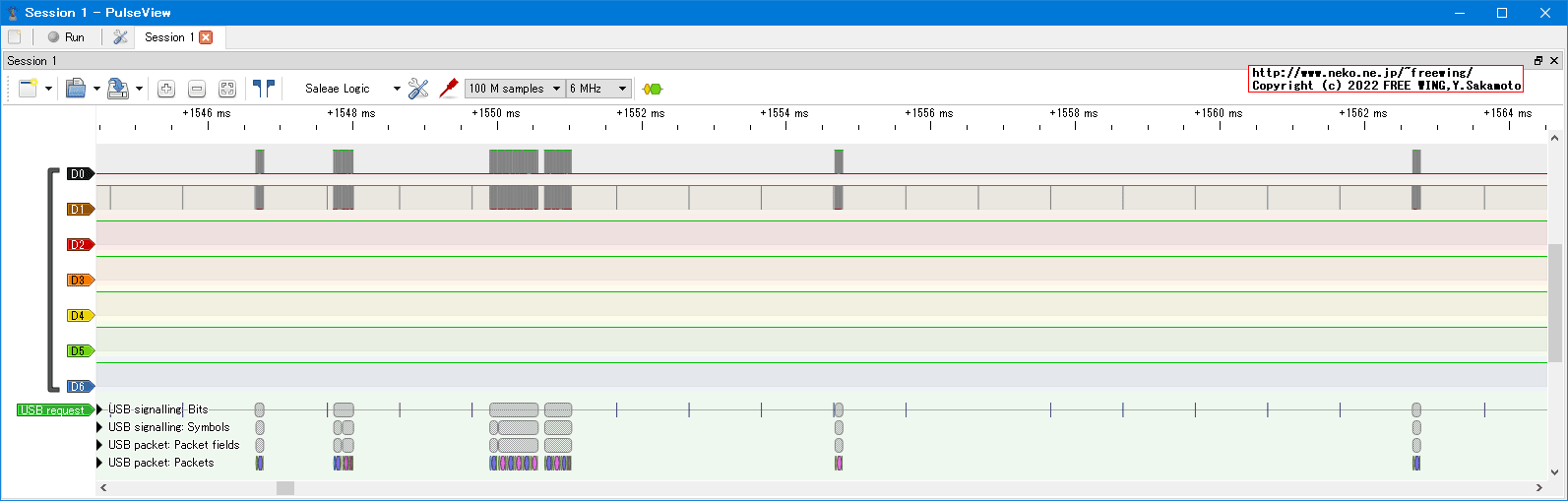 USBの通信波形、Low Speed、USB GAME Pad