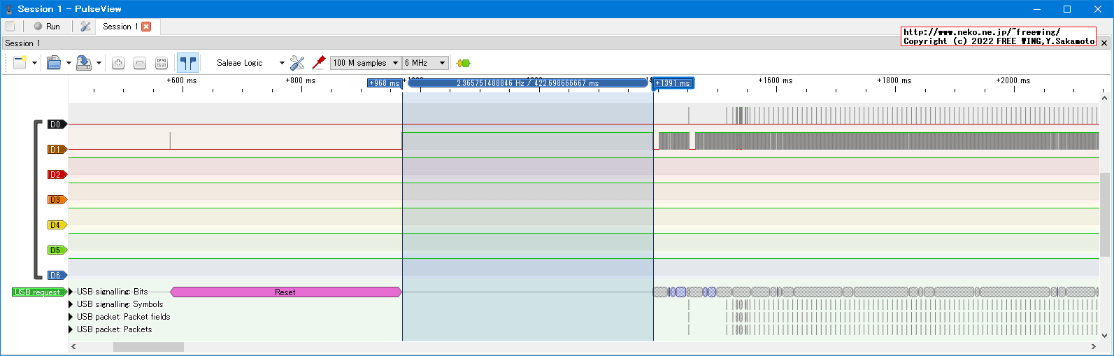 USBの通信波形、Low Speed、USB GAME Pad