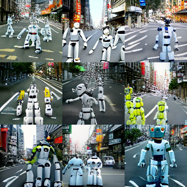 'Robots marching down a street in Japan'