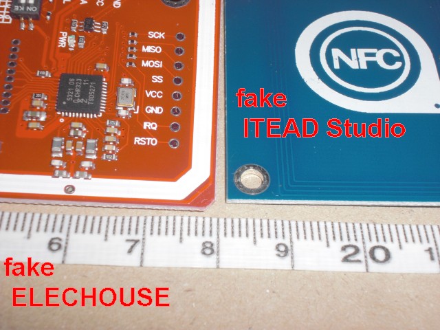 fake ELECHOUSE and fake ITEAD studio PN532 NFC module, Not Genuine, Bad Quality