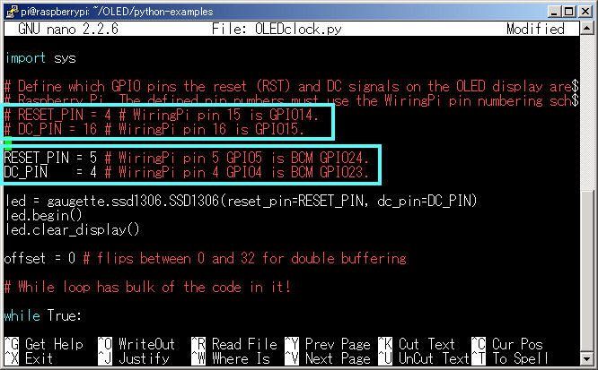 Adafruitのサンプルプログラムその2を その1の結線接続で動く様に書き換える
