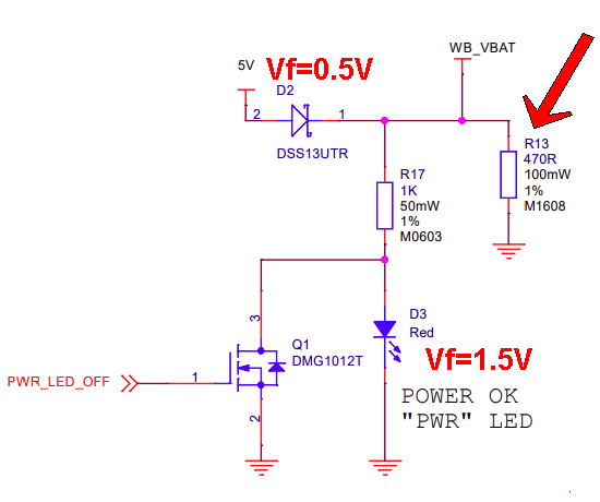 ラズパイ４の PWR LED部分の回路図