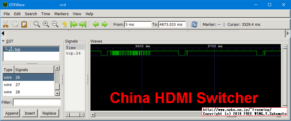 赤外線リモコンの波形 - 中華製 HDMIマトリックス切り替え器
