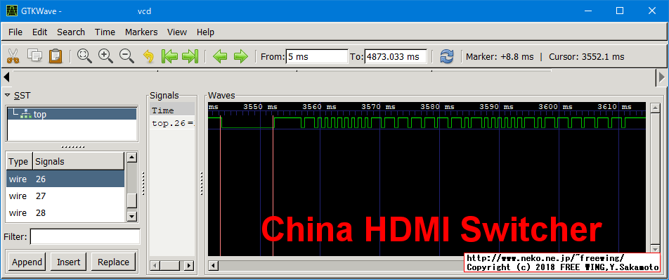 赤外線リモコンの波形 - 中華製 HDMIマトリックス切り替え器