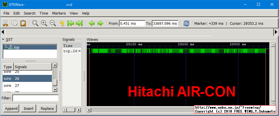 赤外線リモコンの波形 - 日立 エアコン