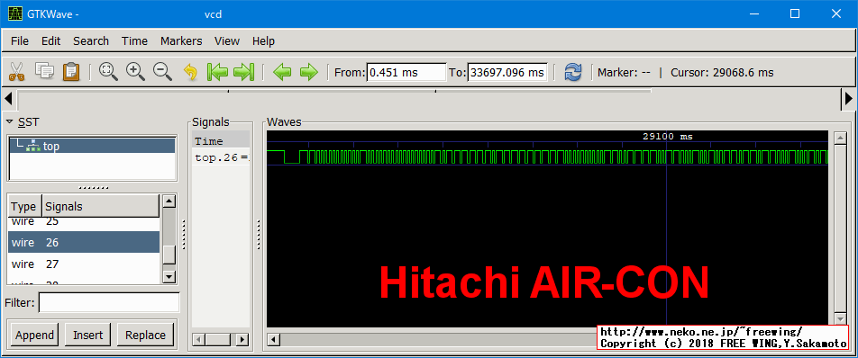 赤外線リモコンの波形 - 日立 エアコン