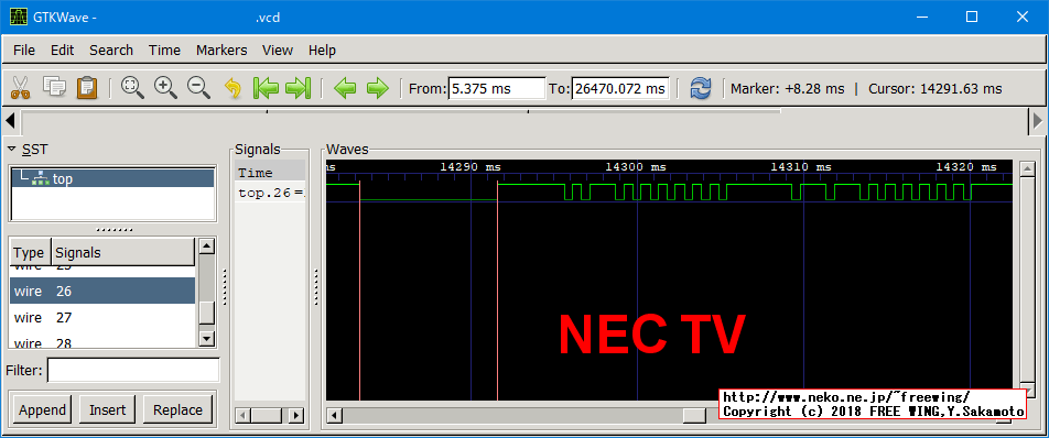 赤外線リモコンの波形 - NEC テレビ