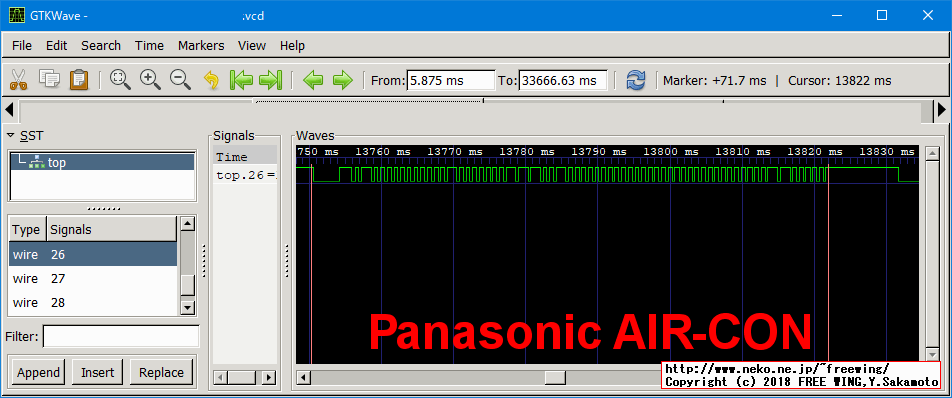 赤外線リモコンの波形 - パナソニック エアコン