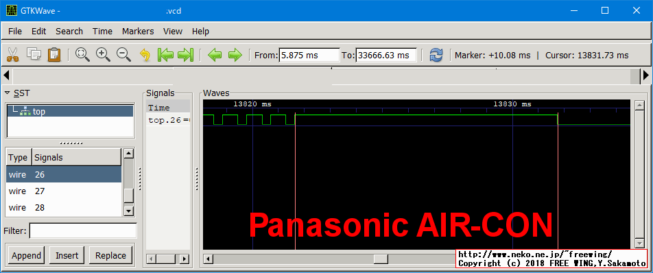 赤外線リモコンの波形 - パナソニック エアコン
