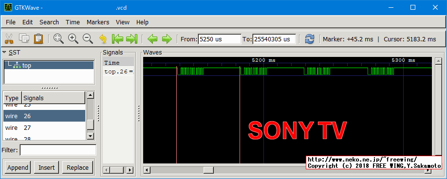 赤外線リモコンの波形 - SONY テレビ