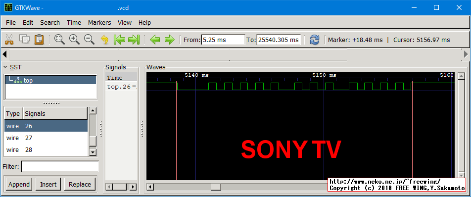 赤外線リモコンの波形 - SONY テレビ