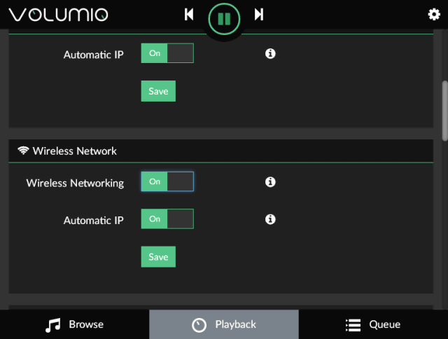 Volumio音楽プレイヤーアプリの WiFi接続機能をオフにする方法