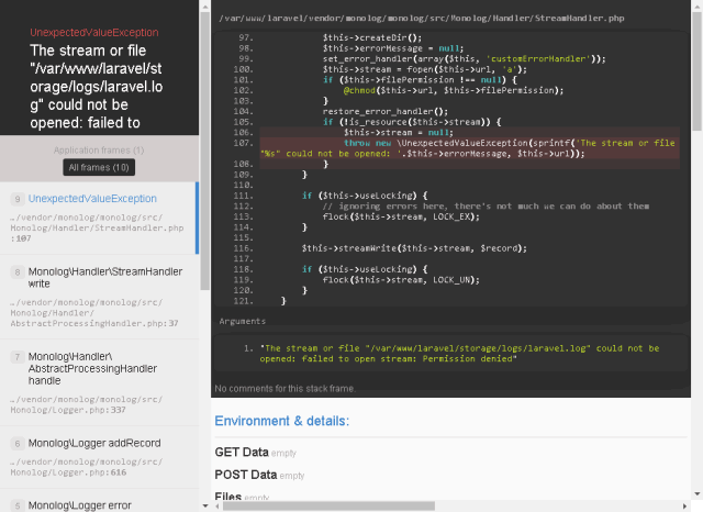 Laravel UnexpectedValueException failed to open stream: Permission denied