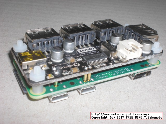 UUGear USB 4ポートハブの基板モジュール ZERO4U with Raspberry Pi Zero W