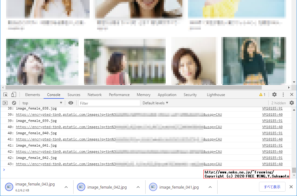機械学習用に画像検索の結果一覧のサムネイル画像を JavaScriptで全自動で一括で取得する方法