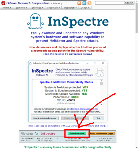 InSpectreツールで Intel CPUの Meltdownと Spectreの脆弱性をチェックする